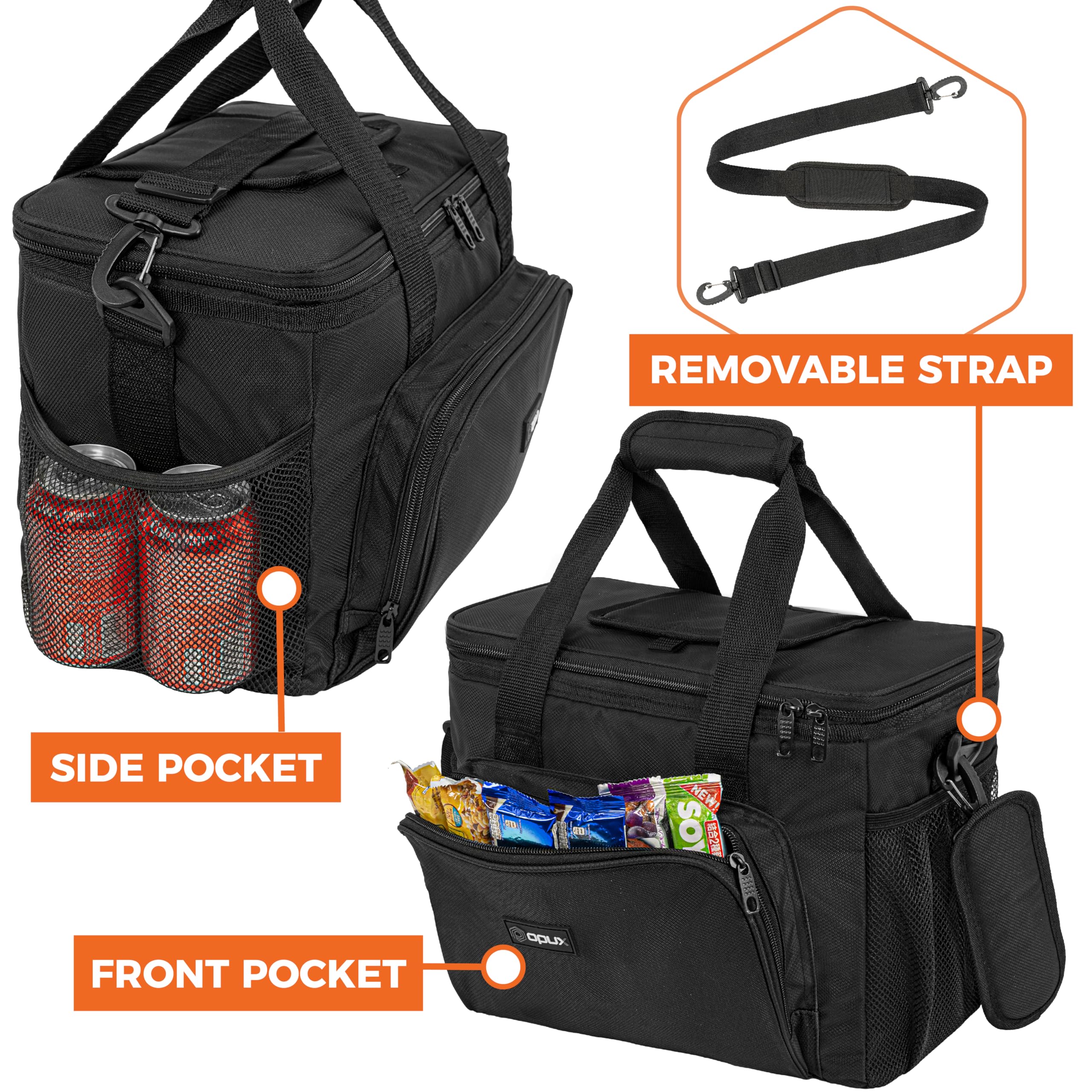 OPUX Borsa termica morbida, isolata, pieghevole, per uomo, lavoro, campeggio, spiaggia, viaggi, portatile, morbida, a prova di perdite, impermeabile, grande borsa per il pranzo con tracolla, 30