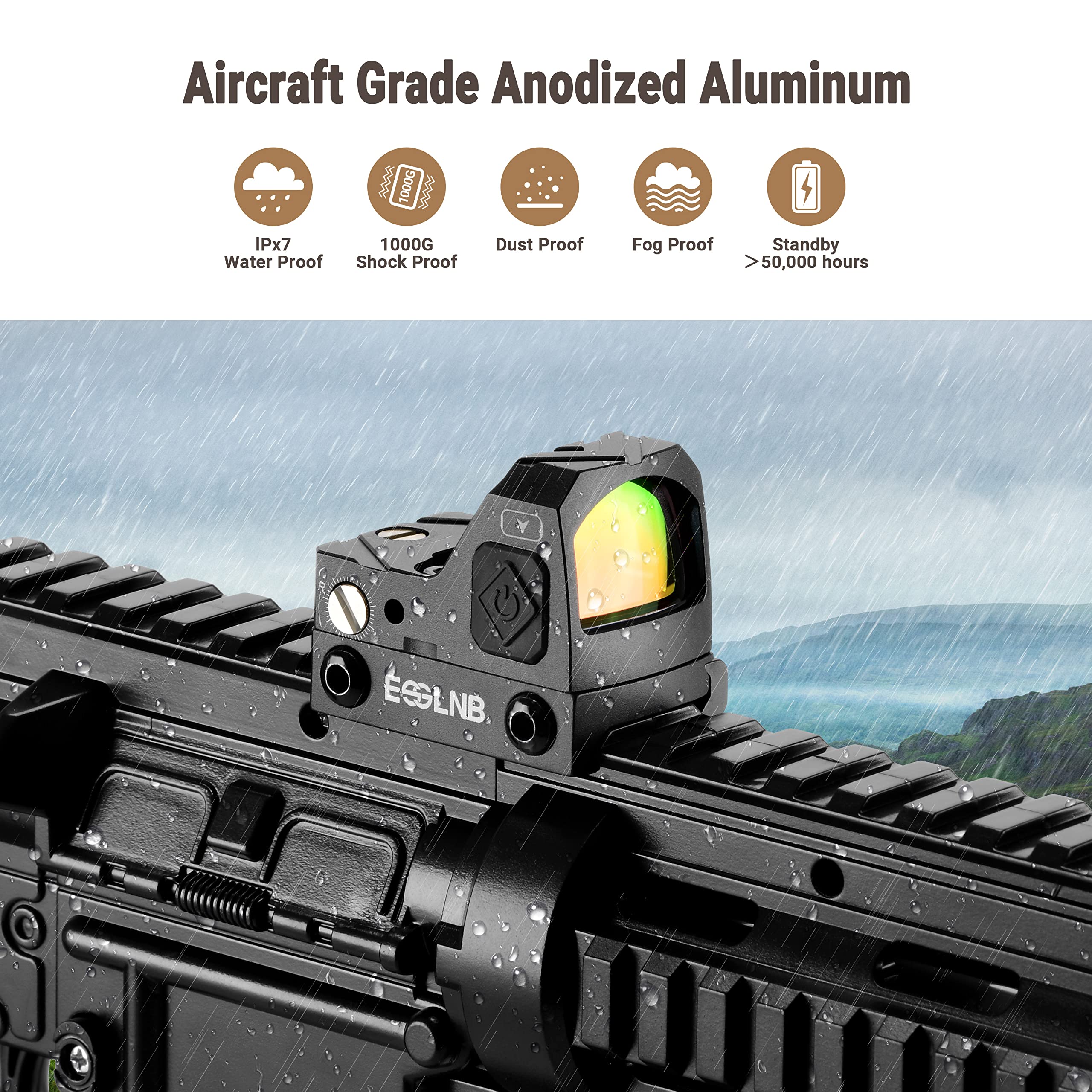 ESSLNB Red Dot Visier Airsoft Scope 2MOA 12 Helligkeitsstufen Voll multivergütetes Prisma Wasserdicht Stoßfest mit 20mm/22mm Weaver/Picatinny Schienenmontage und Objektivabdeckungen für die Jagd