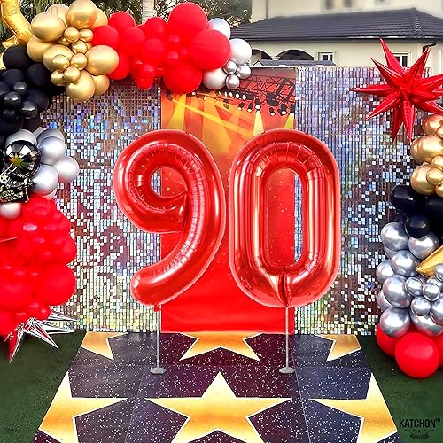 Miniatura 8 de KatchOn Globo rojo grande del número 90, 40 pulgadas, globo rojo 90, decoraciones de cumpleaños 90