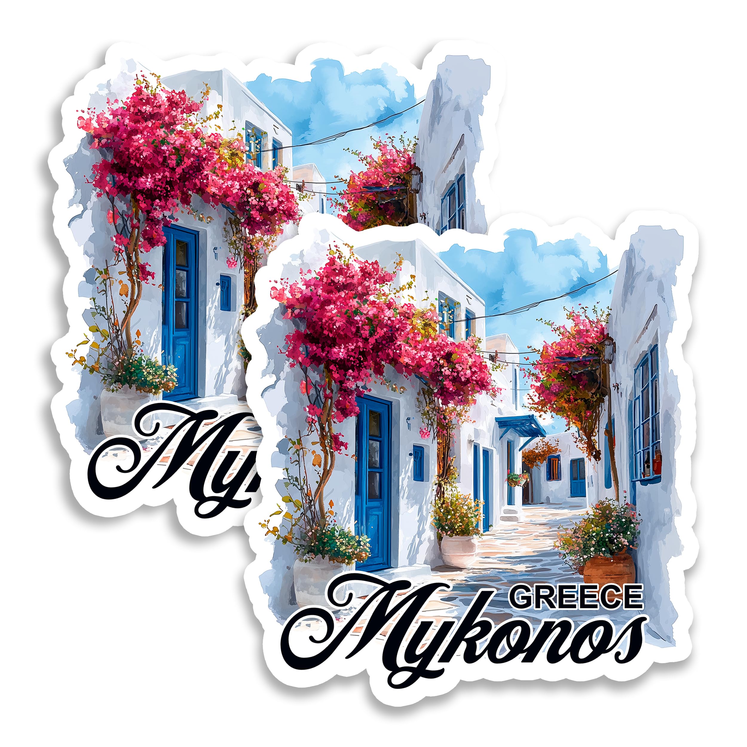 Mykonos Greece Fridge Magnet 4 Inch 2-Pack Vinyl