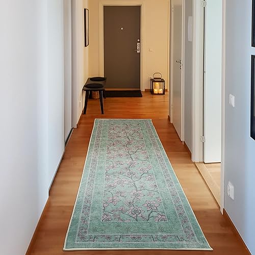 Ambesonne Alfombra decorativa floral, ramas de flores de curlicue de primavera romántica, colores suaves, arte botánico de prado, alfombra de disponible en Yaxa Peru