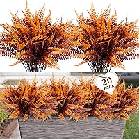 Vista 18 de 8 piezas flores artificiales de otoño para decoración al aire libre, plantas artificiales de otoño para exteriores, hierba amarilla artificial