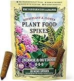The Old Farmer's Almanac Houseplant & Flower Plant Food Mini Spikes - NPK 5-5-5 for Continuous Feeding and Vibrant Colors (12 Mini Spikes)