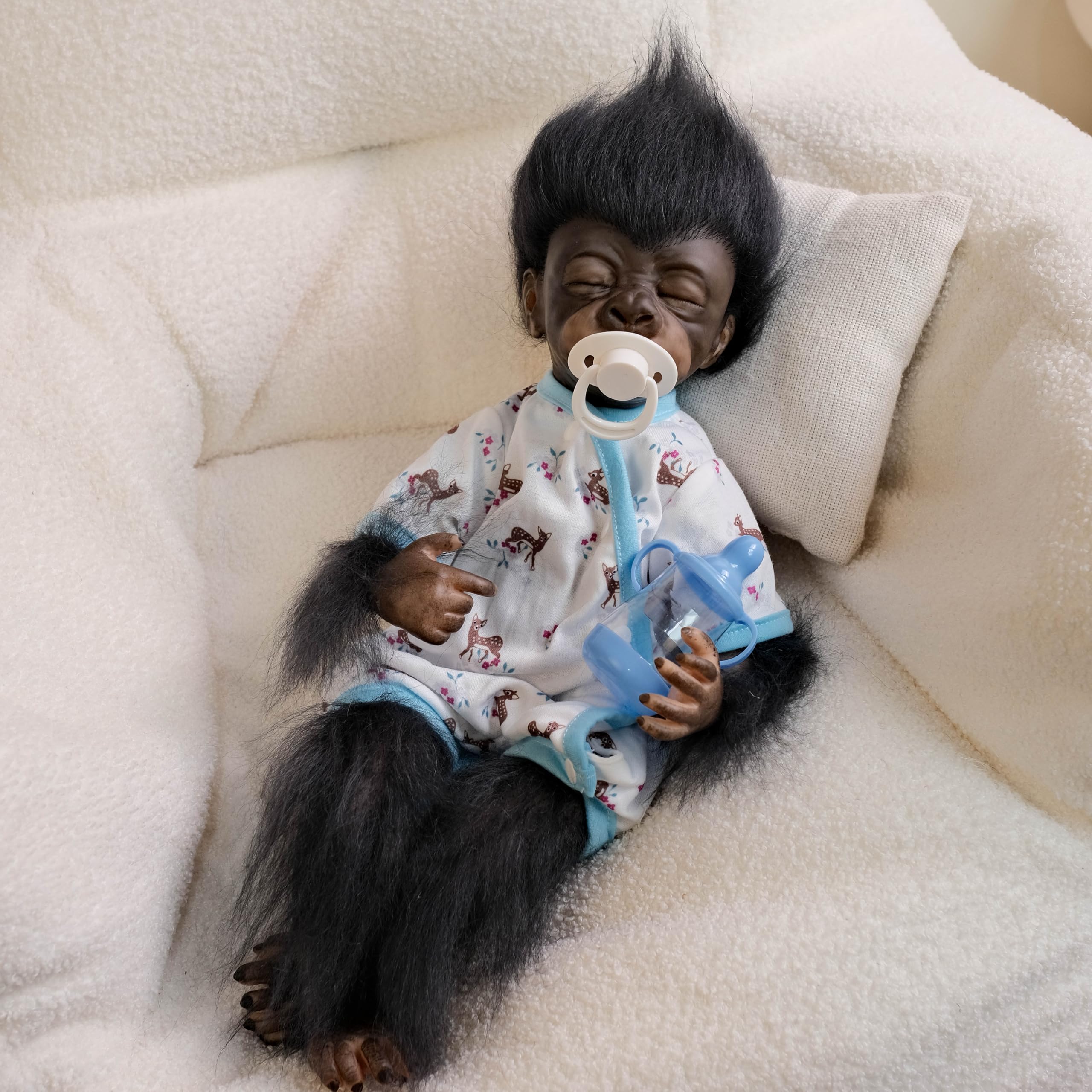 Pinky Reborn Babypuppen, cool, handgefertigt, 45 cm, Reborn-Puppen, Affe, Jungen, Puppen, weicher Stoff, lebensechte Puppe, bestes Geschenk für Kinder, Weihnachten