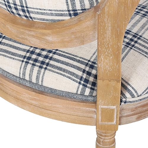 Miniatura 11 de Christopher Knight Home Phinnaeus Dining Chair Set, Set of 4, Wood, Dark Blue Plaid + Light Beige + Natural Cuadros azul oscuro + beige claro +