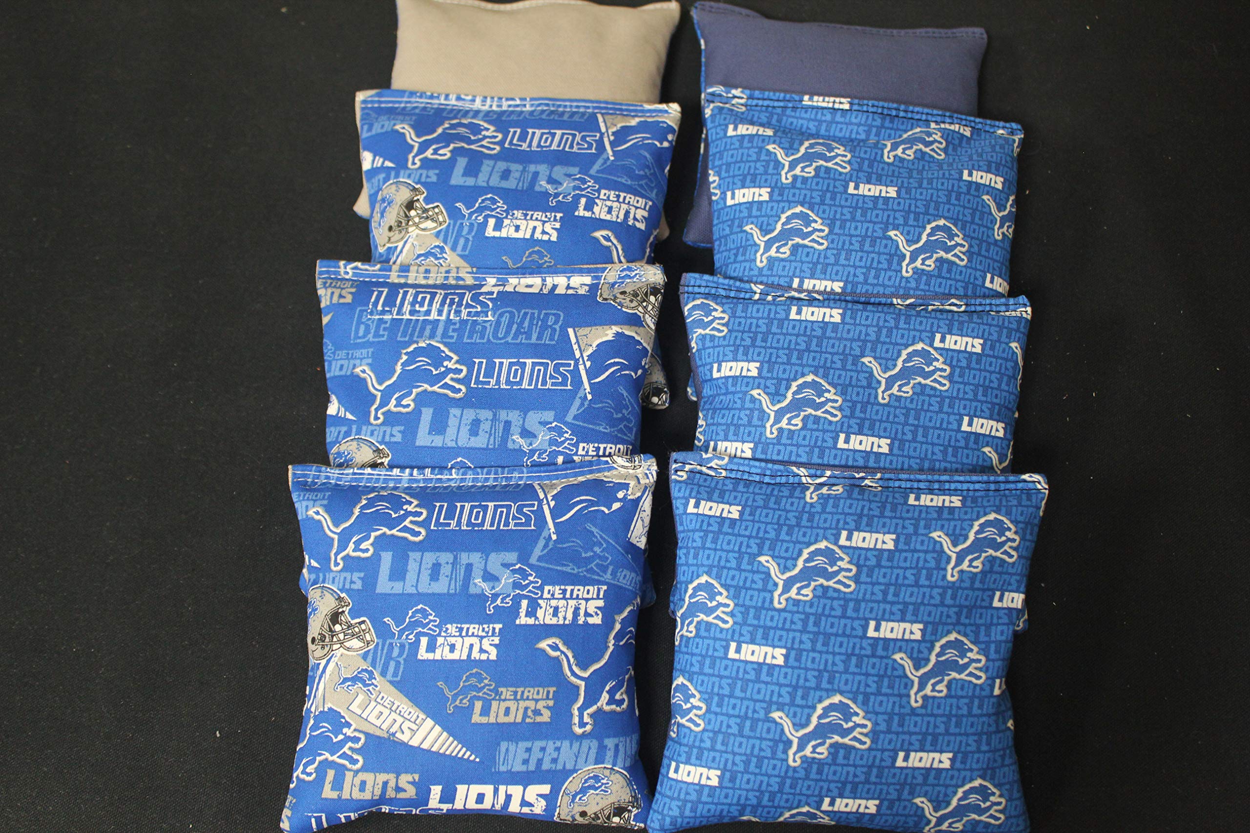 BackYardGamesUSA Detroit Football Cornhole BEANBAGS Set of 8 Regulation Game Toss Cornhole Bags