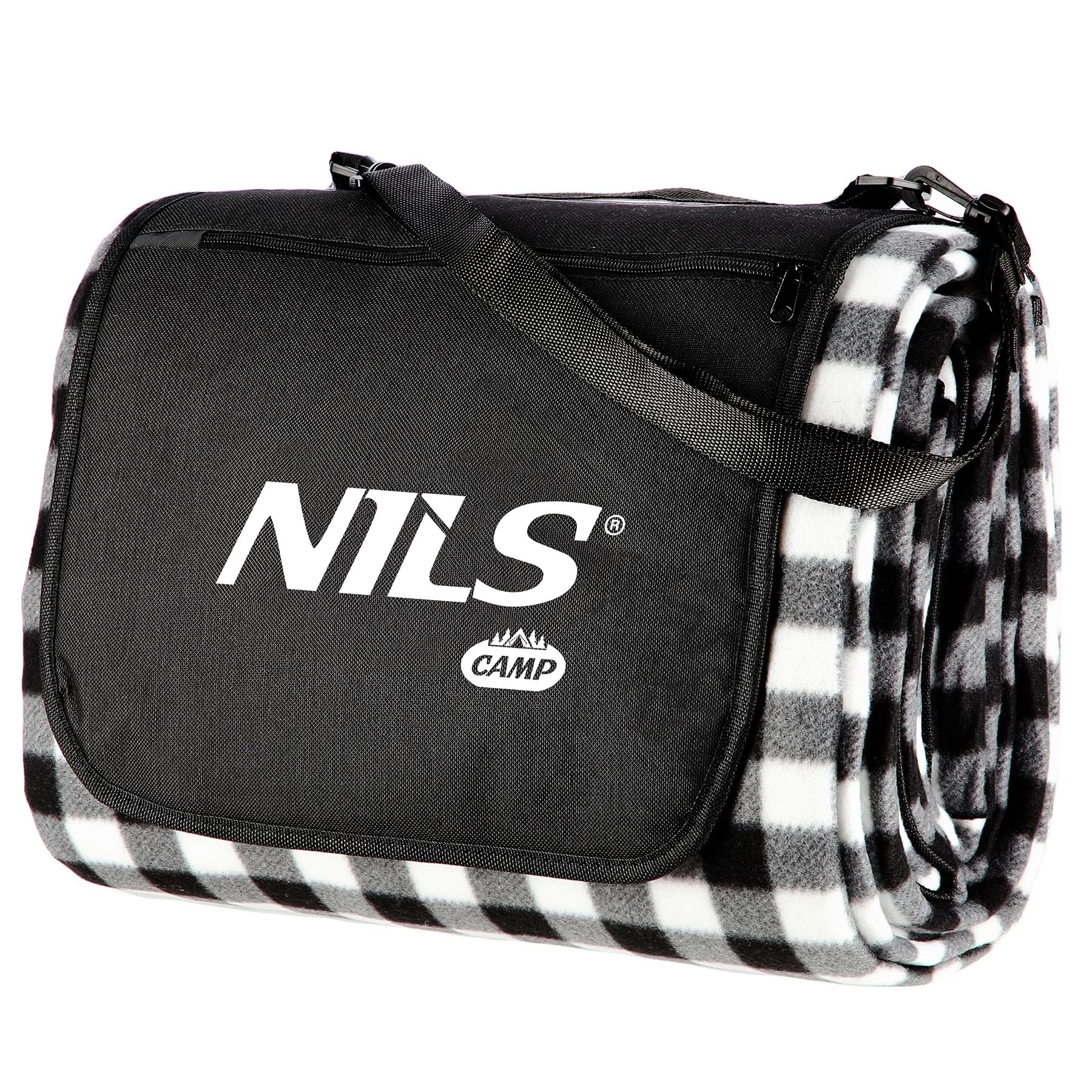 NILS NC2310 Couverture Picnic Camp Noir et Blanc 300 x 200 cm
