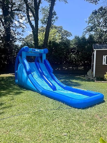 Miniatura 6 de KidWise Tobogán acuático doble | Tobogán acuático inflable | Soplador, bolsa de transporte, manguera de agua y estacas incluidas | Inflado rápido |