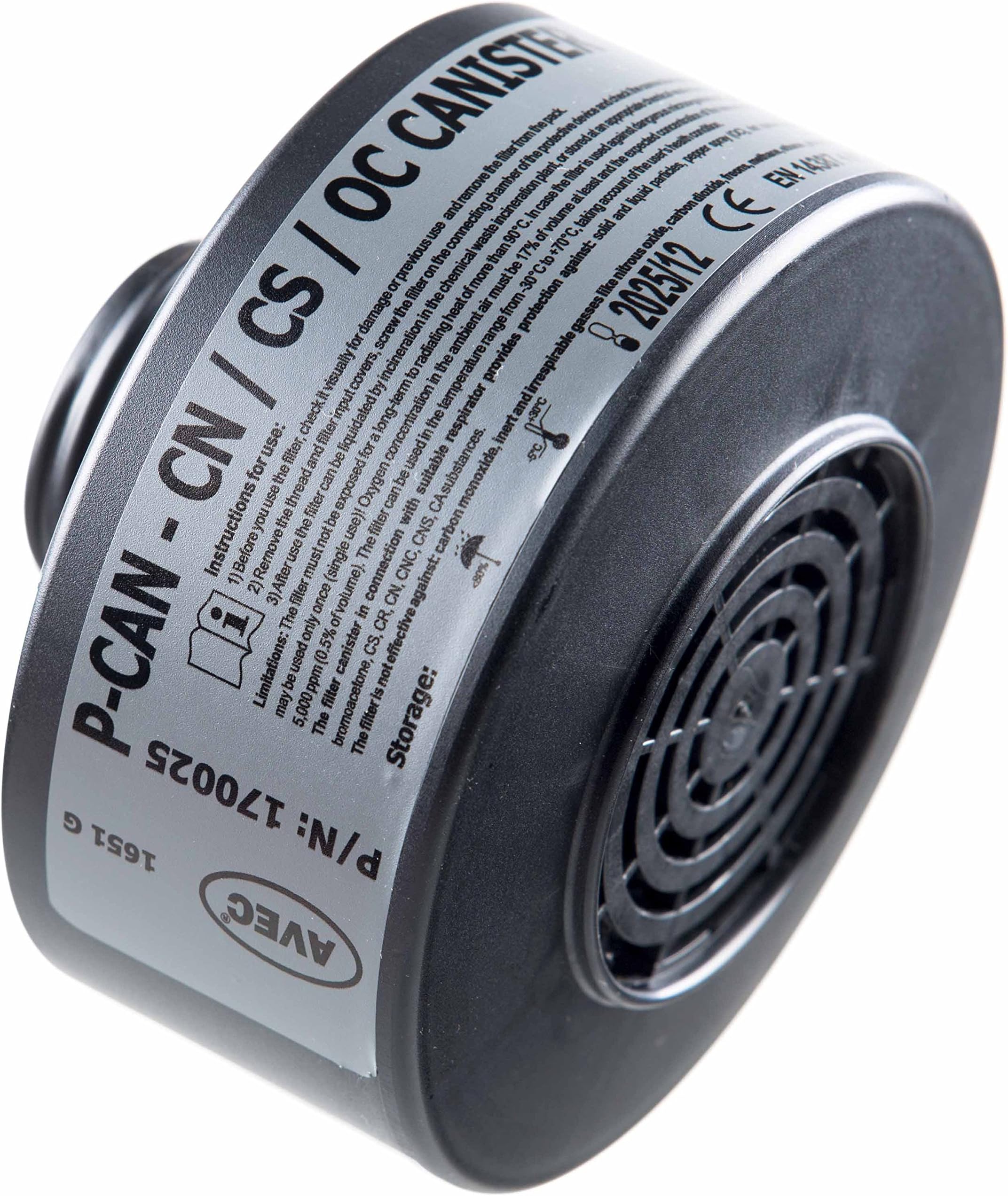 High Performance Police Filter P-CAN CN/OC Gas Riot Control Agents Canister - 10 years shelf life