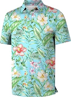 Mens Golf Shirts Short Sleeve Funny Print Golf Polo Shirts for Men Lightweight Dry