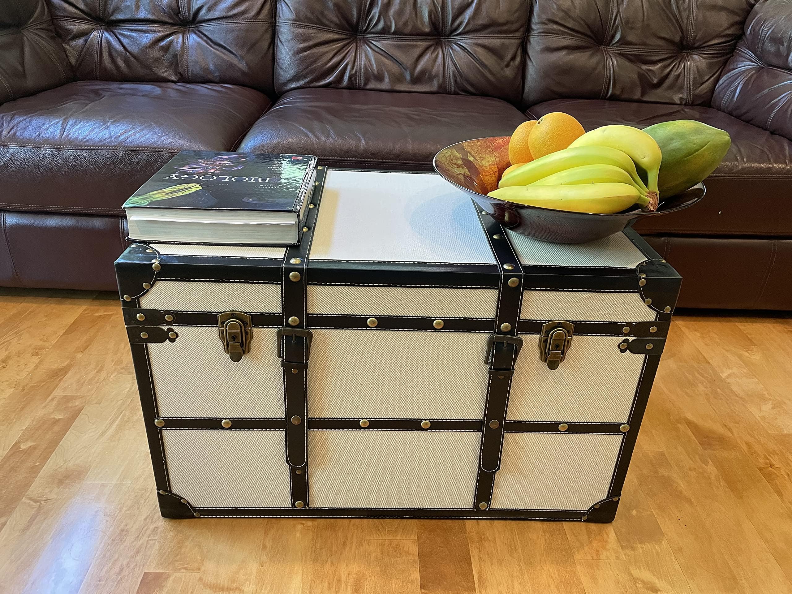 Decorative Vienna Large Wood Steamer Trunk Wooden Treasure Hope Chest