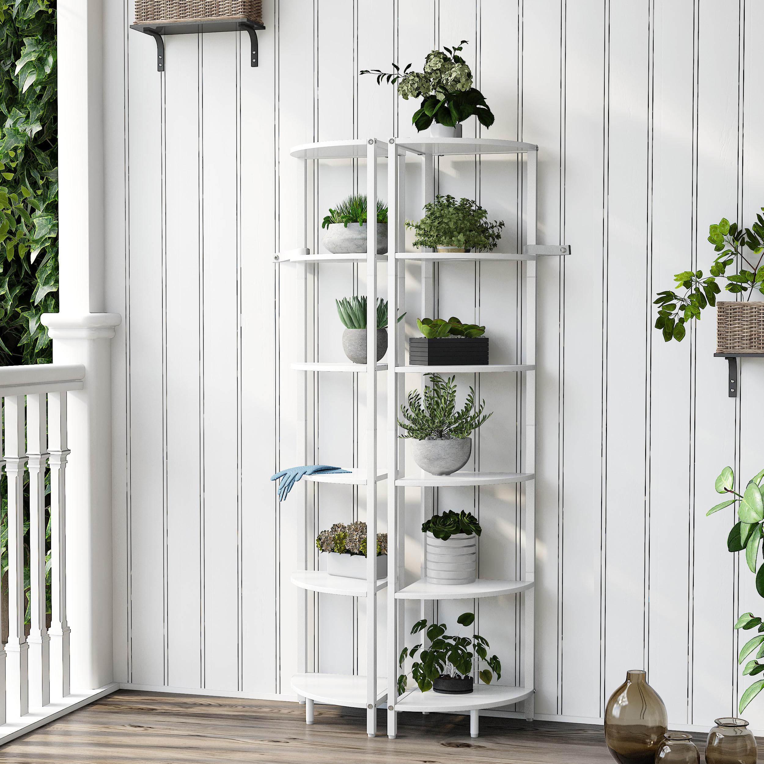 Scaffale Angolare a 6 Ripiani Mobile Angolare Alta Libreria Verticale in Legno 31x 31x 160 cm Per Soggiorno Camera da Letto Cucina Bianco CS-001W1