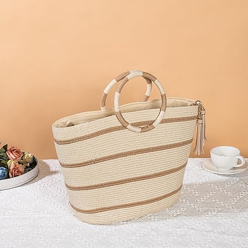Miniatura 5 de Beach Bags for Women Straw Tote Bag Summer Beach Bag Large Woven Straw Tote for Vacation Holiday