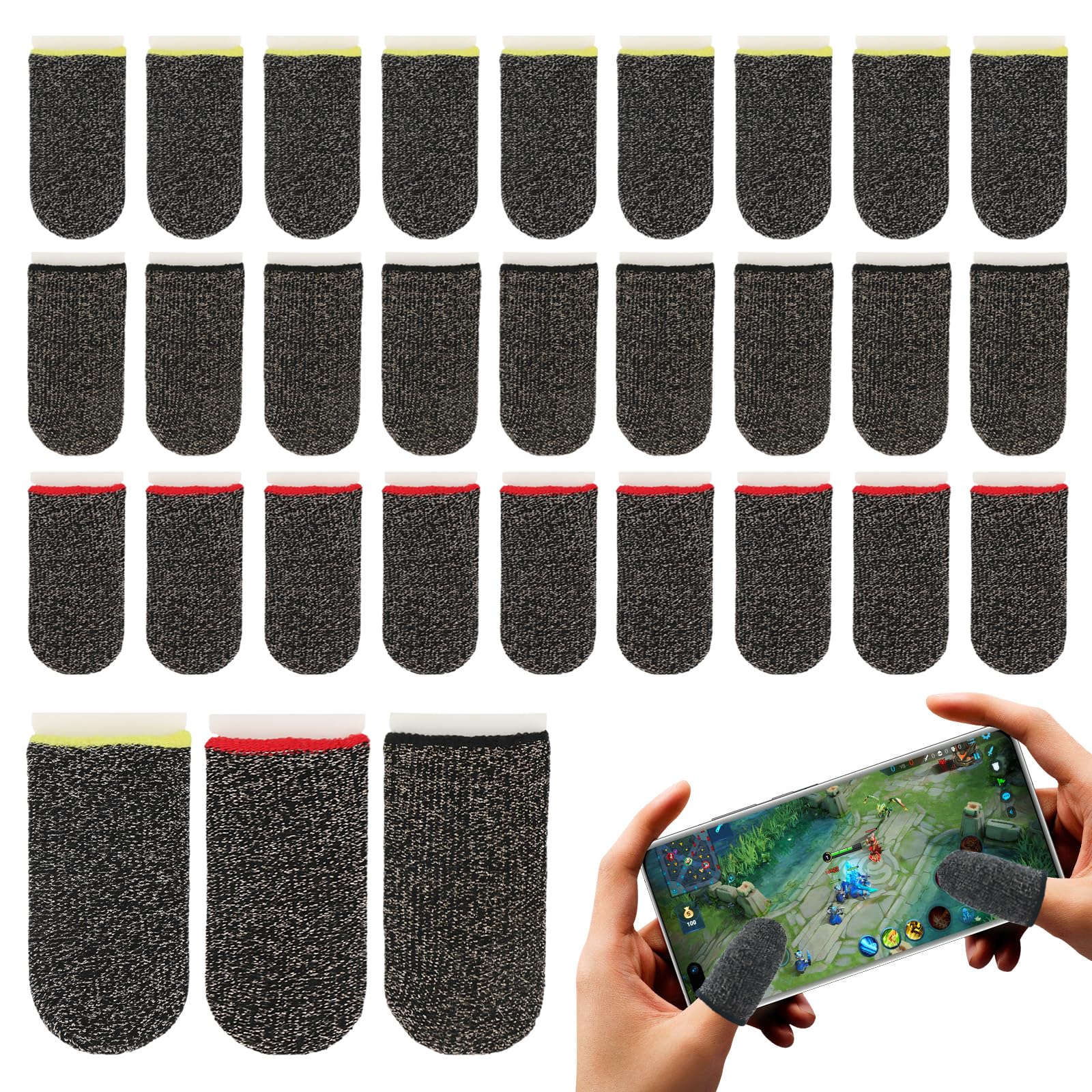 Finger Sleeves 15 Pairs Dedales Gamer Profesionales Silver Fiber Gaming Finger Sleeves, Thumb Cover Sweat-Proof, Ultra-Thin, Breathable Suitable for