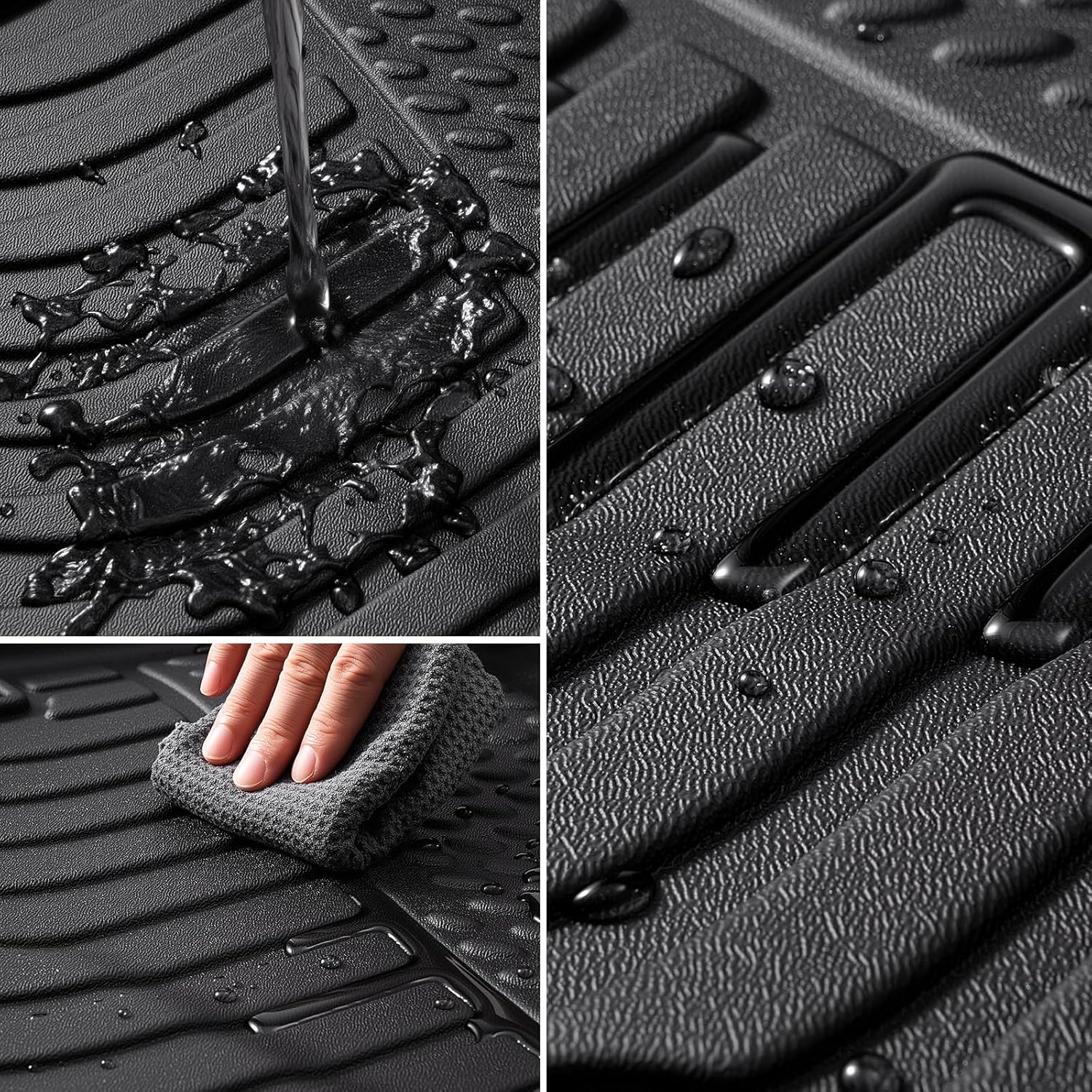 DiffCar® Floor Mats for Ford Bronco Sport: 2021 2022 2023 2024 2025 (only for Sport), All Weather TPE Car Accessories for Bronco Sport 2021-2025 Black Floor Mats & Trunk Liner (w/Full Size Spare Tire)