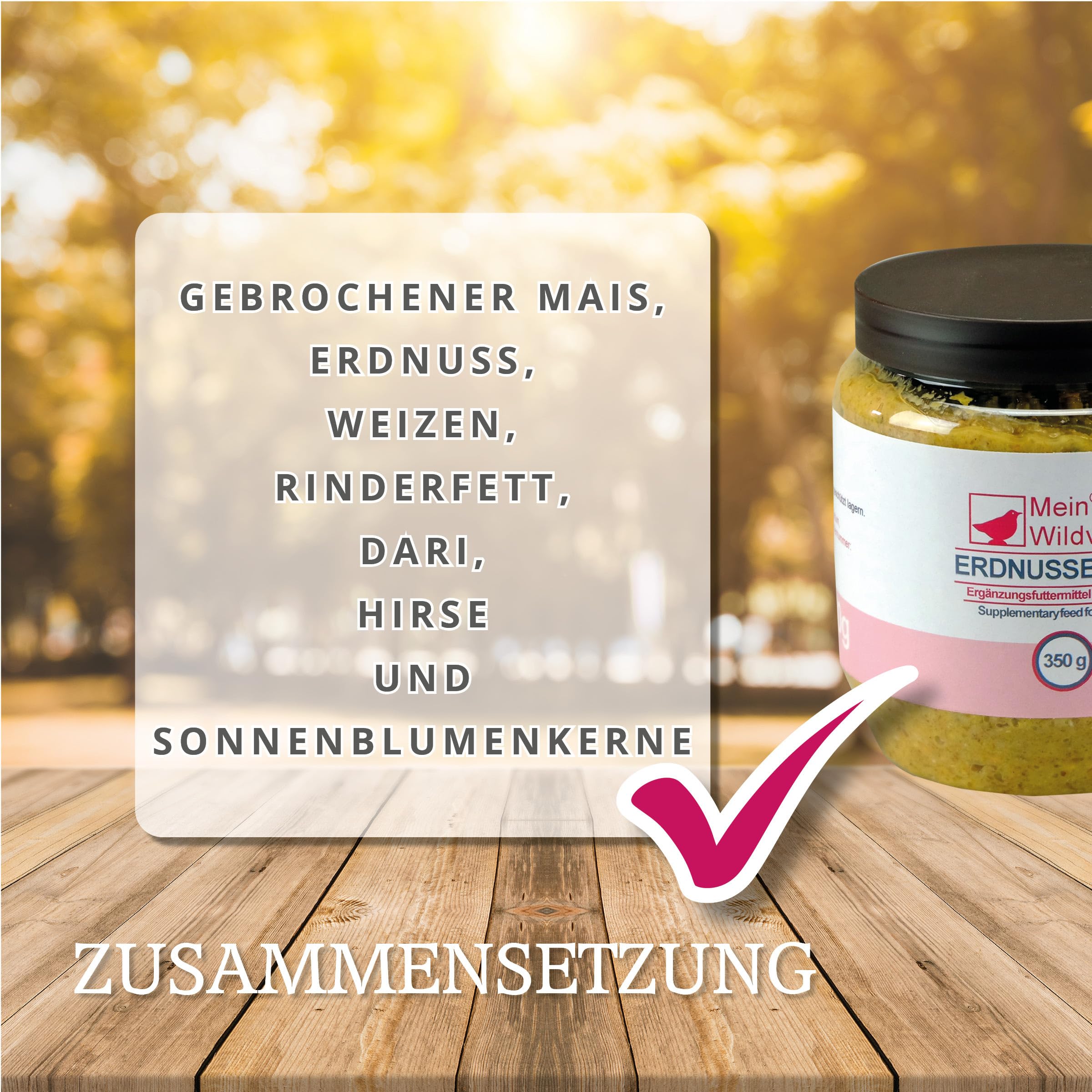MeinWildvogel Erdnussbutter 12x 350g, nährstoffreiches Wildvogelfutter - Weichfutter mit Sonnenblumenkerne für Wildvögel und Gartenvögel. Ganzjähriges Fettfutter/Peanut Butter, ohne Gentechnik