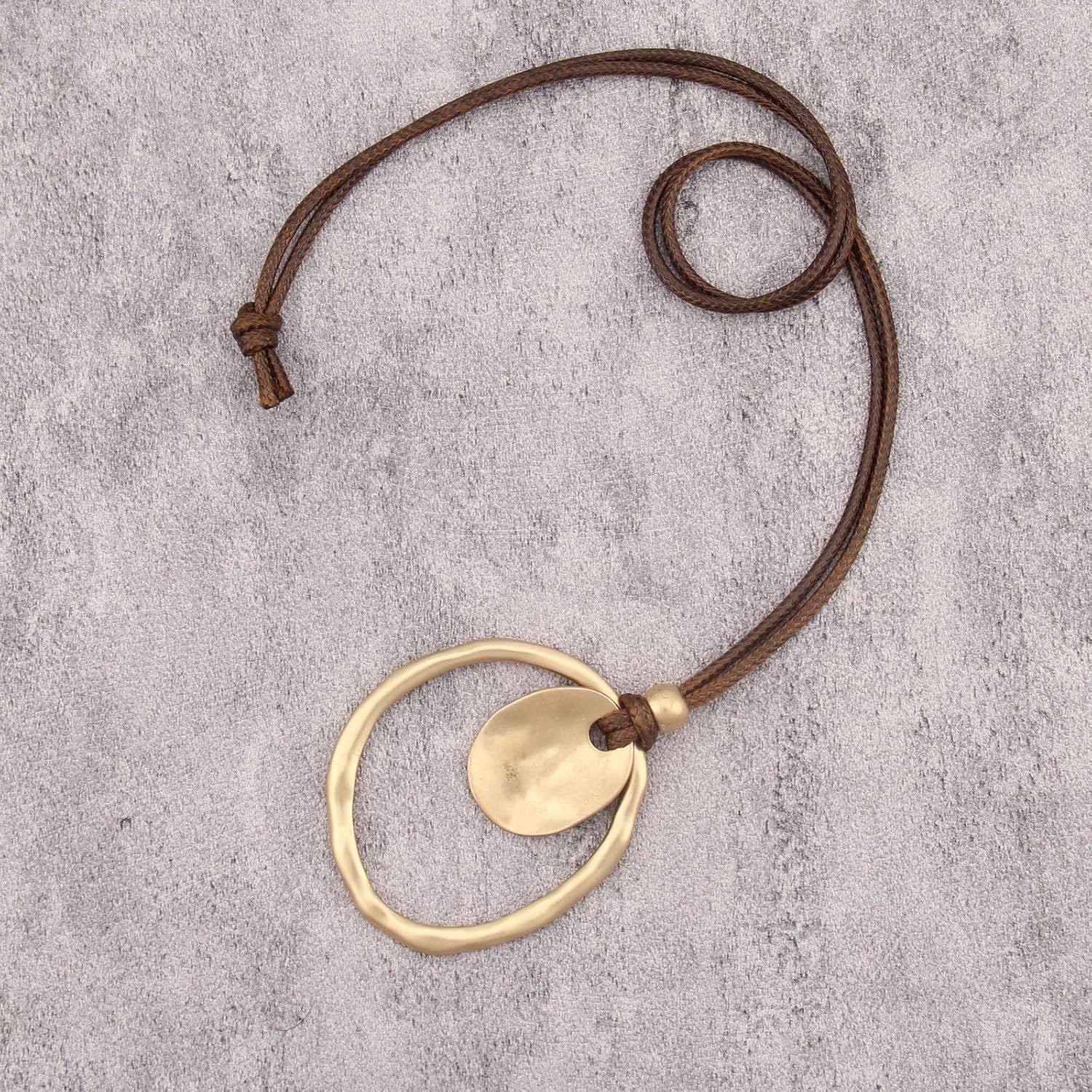 JAOYU Boho Necklace for Women Large Pendant Necklace Boho Long Choker Leather Gold Necklace Vintage Earthy Jewelry Trendy - Image 5