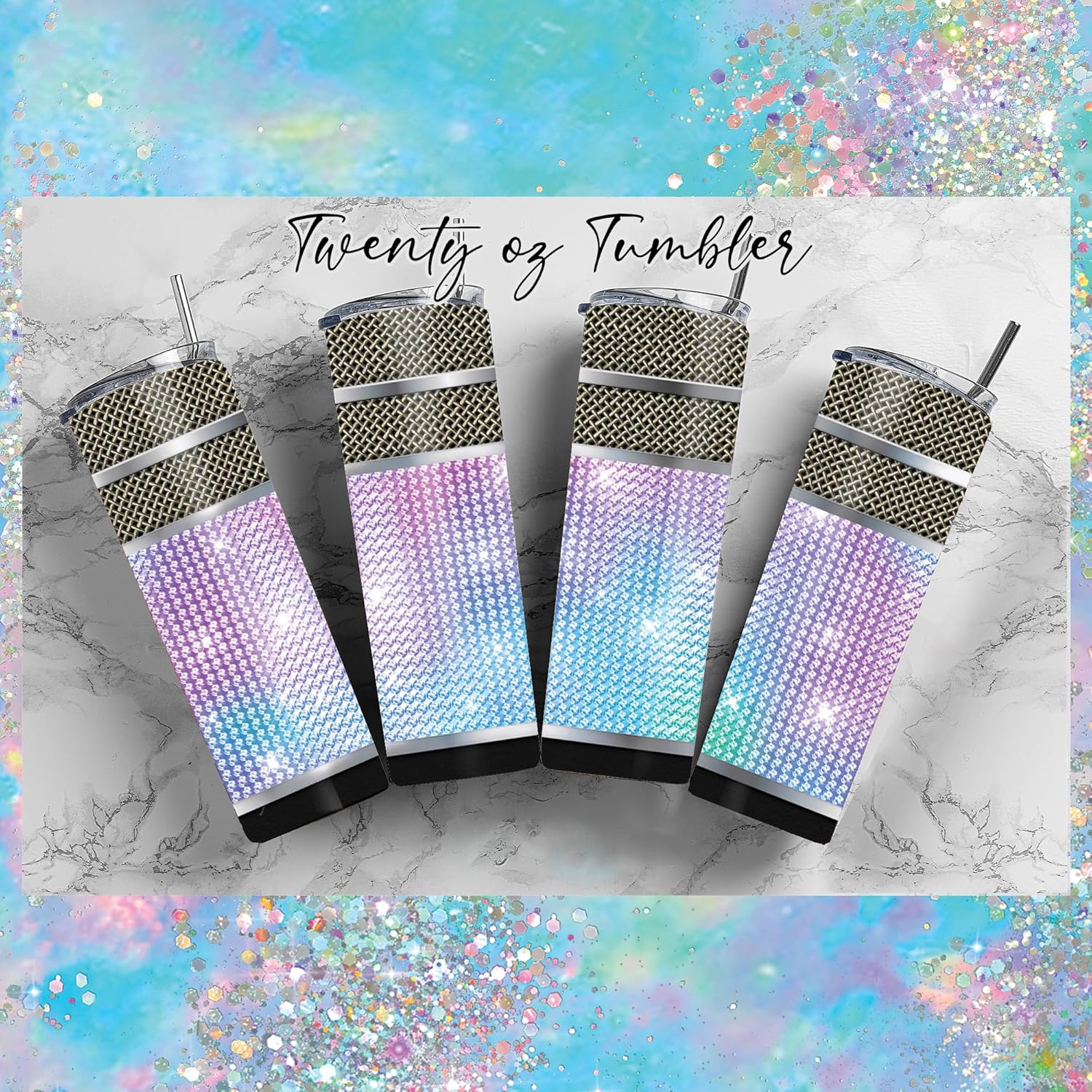 20 oz Insulated Stainless Steel Tumbler with Spill Proof Lid and Reusable Straw, Water Bottle Coffee Cups Travel Mug, Fashion Glam REAL (optional!) Bling Rhinestone Cup Mug Tumbler (Bling01)