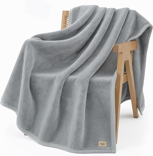 UGG Coco Plush Throw Blanket for Couch, 50" X 70", Grey (Seal Gray)