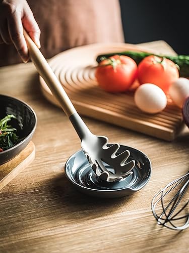 Miniatura 4 de Soporte para cuchara, soporte para cuchara con bandeja profunda para evitar derrames de salsa, soporte para utensilios para espátula, cuchara de