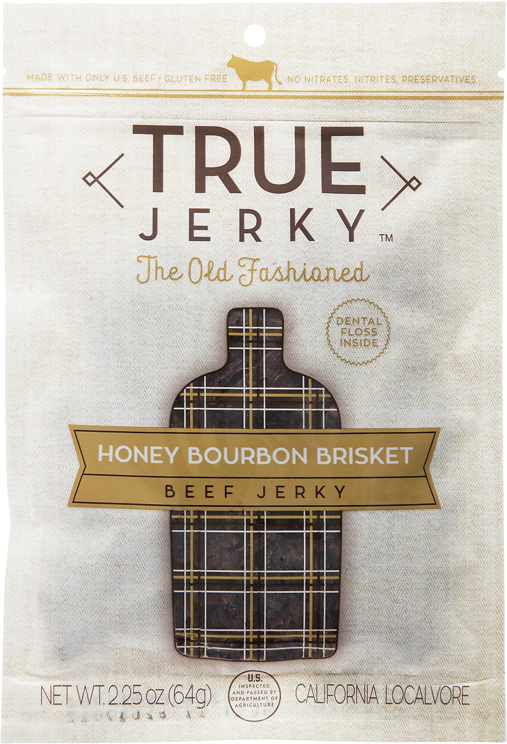 True Jerky, The Old Fashioned - Honey Bourbon Brisket Beef Jerky, 2.25 oz