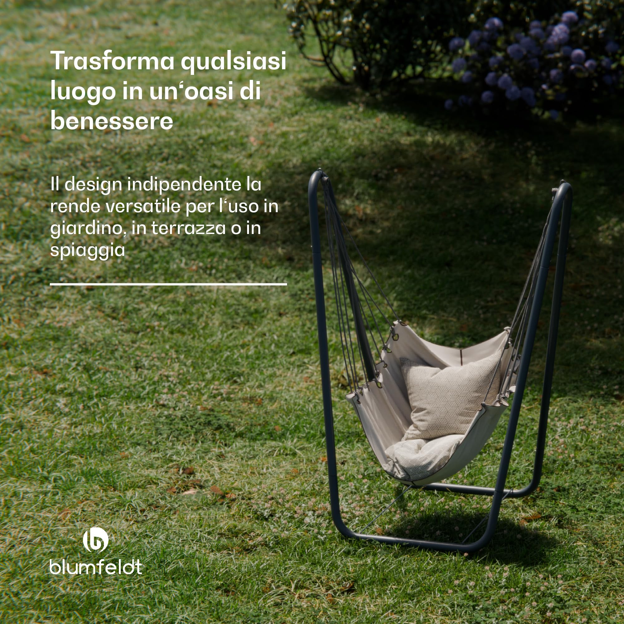 blumfeldt SwayStation - Supporto per Amaca da Giardino, Struttura in Acciaio, capacità: 100 kg, Rivestimento Antiruggine, Resistente agli Agenti Atmosferici, Design Robusto, 81,5x147x111 cm