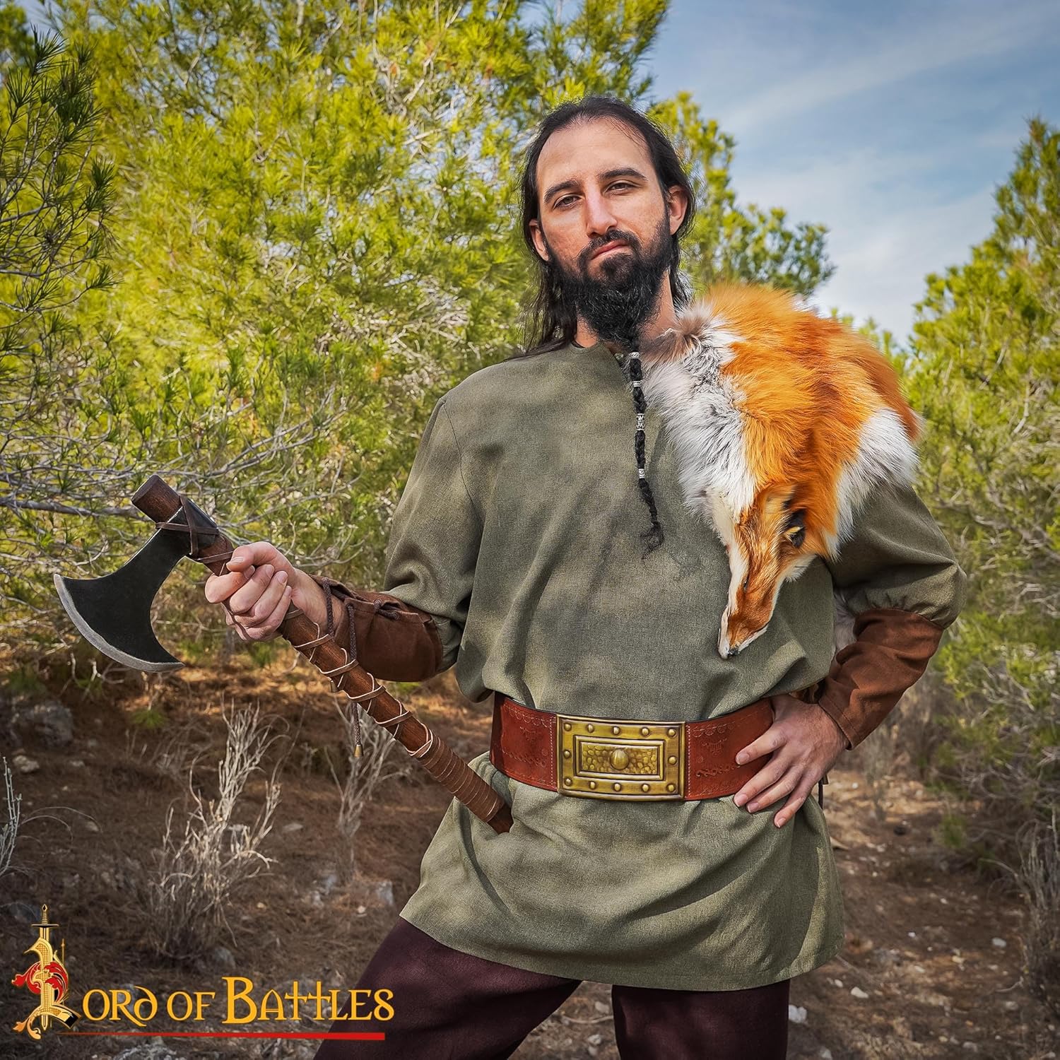 Lord of Battles Medieval Barbarian Belt Handcrafted from Genuine Buff Leather Waist Armor Perfect for LARP, Cosplay