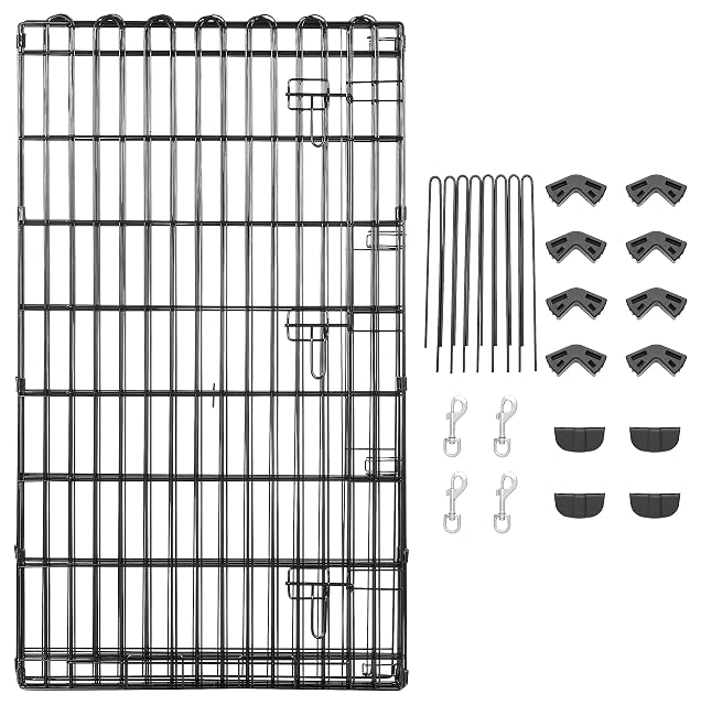 Foto 4 de 4 de Amazon Basics Octogonal, Parque de metal plegable para perros y mascotas de 107 cm, con puerta, Negro