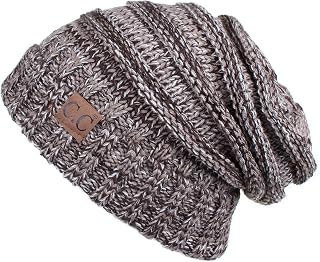 C.C Hat-100 Oversized Baggy Slouch Thick Warm Cap Hat Skully Cable Knit Beanie