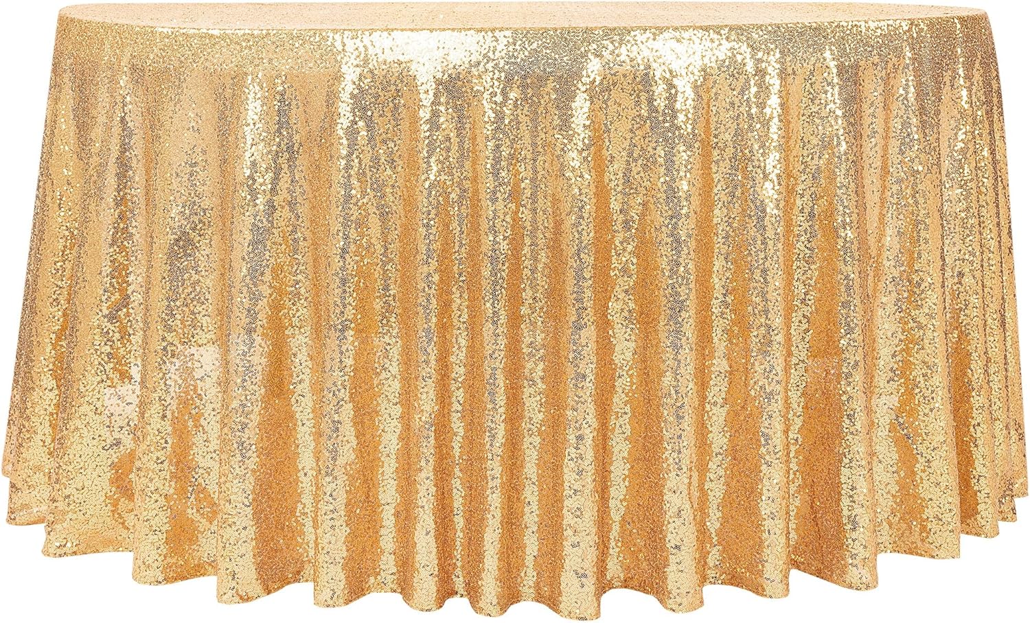 Round Mesh Net Tablecloth - 116" | Gold Glitz Sequin | 1 Pc.