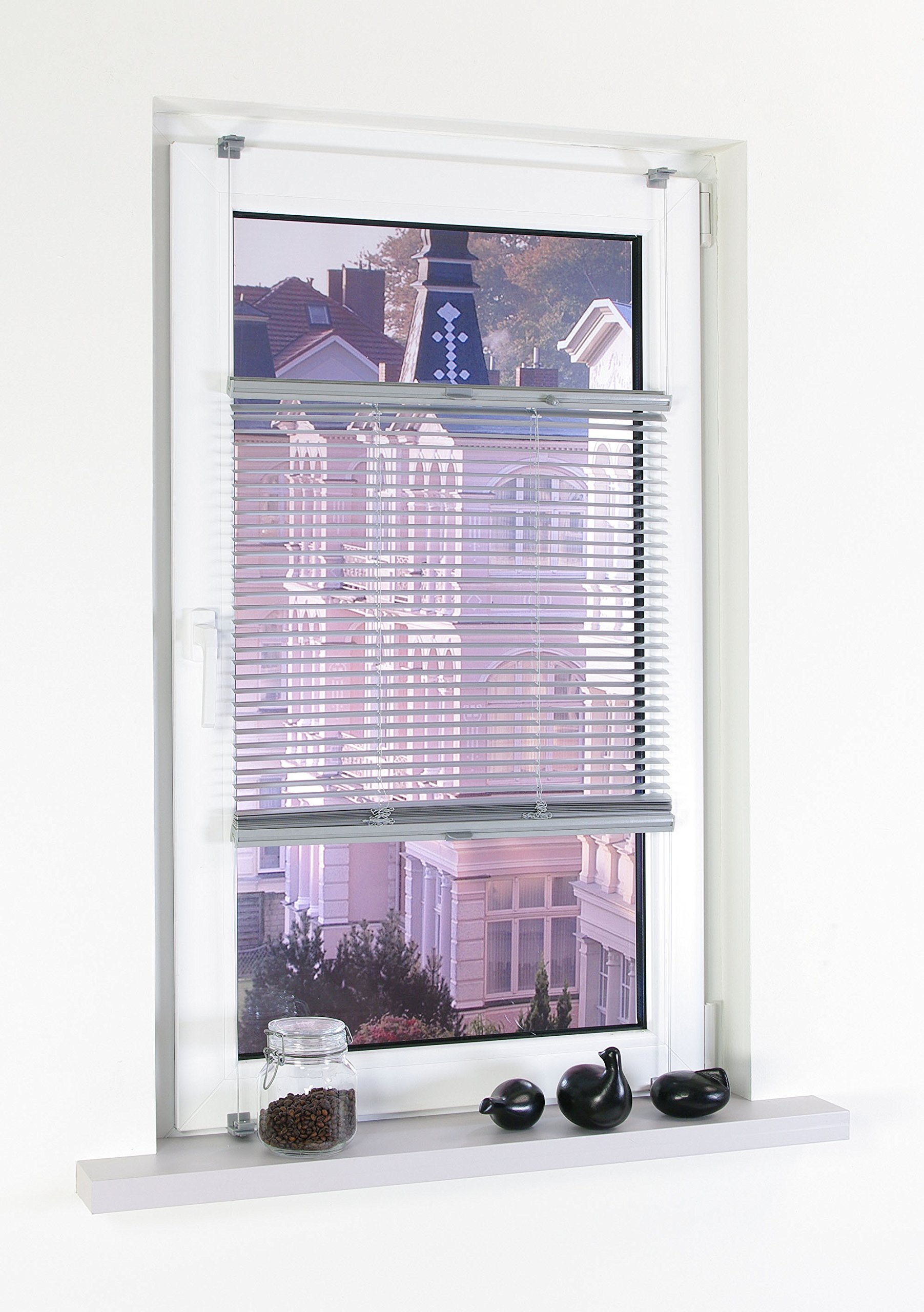 Klemmfix Alu Jalousie Silber verspannt - Breite 50 bis 90 cm - Höhe 130cm - Tür Fenster Rollo Jalousette Aluminium Fensterjalousie Lamellen Metall (60 x 130 cm)