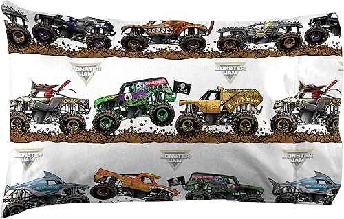 Miniatura 2 de Juego de sábanas tamaño matrimonial de Monster Jam Tracks  Juego de ropa de cama de 4 piezas para niños súper suave y acogedora con Grave Digger y