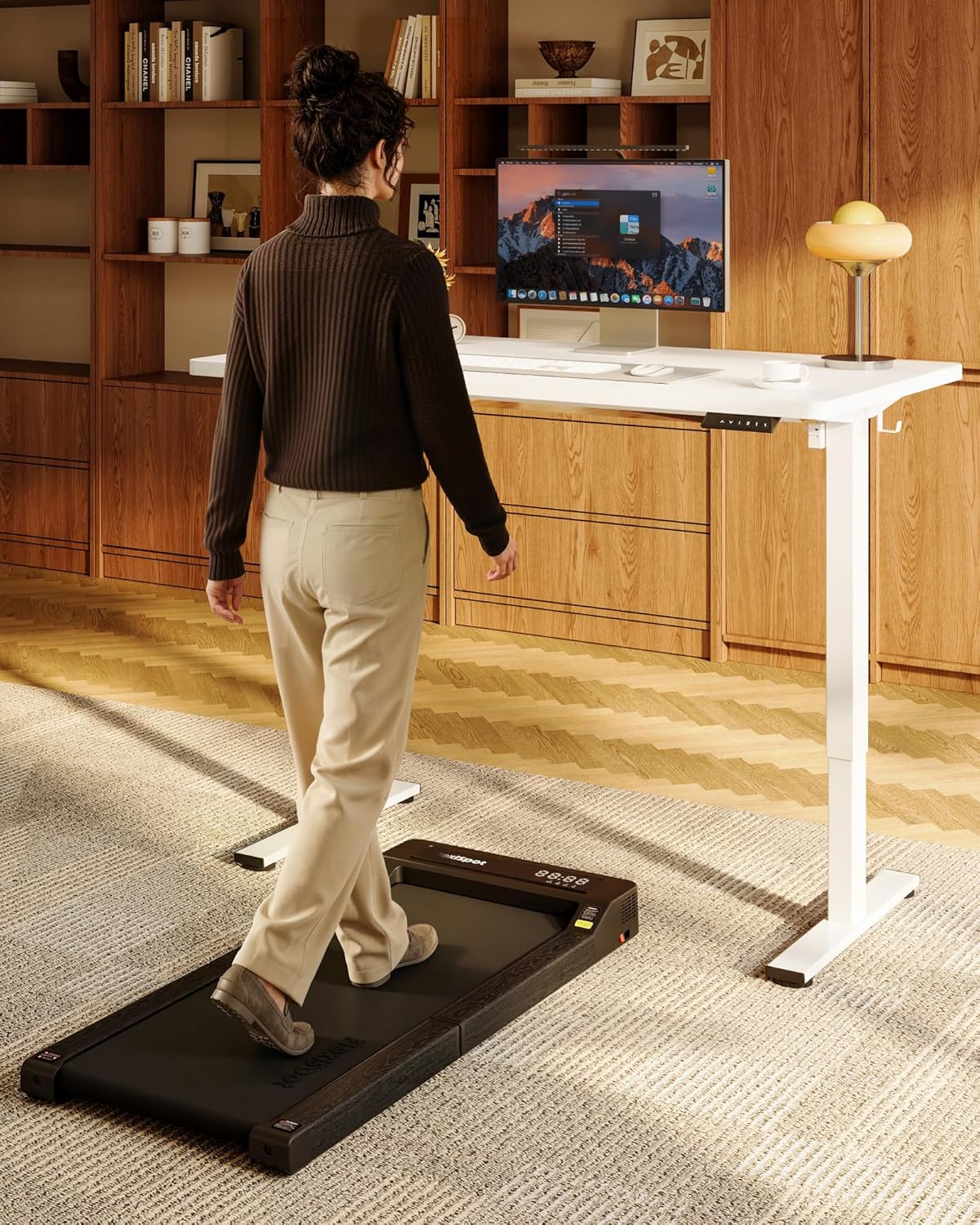 FLEXISPOT EN1 One-Piece Standing Desk, 48"x24" Seamless Desktop Electric Height Adjustable Desk for Home Office, Multi-Monitor Setups & Easy Assembly, White thumbnail