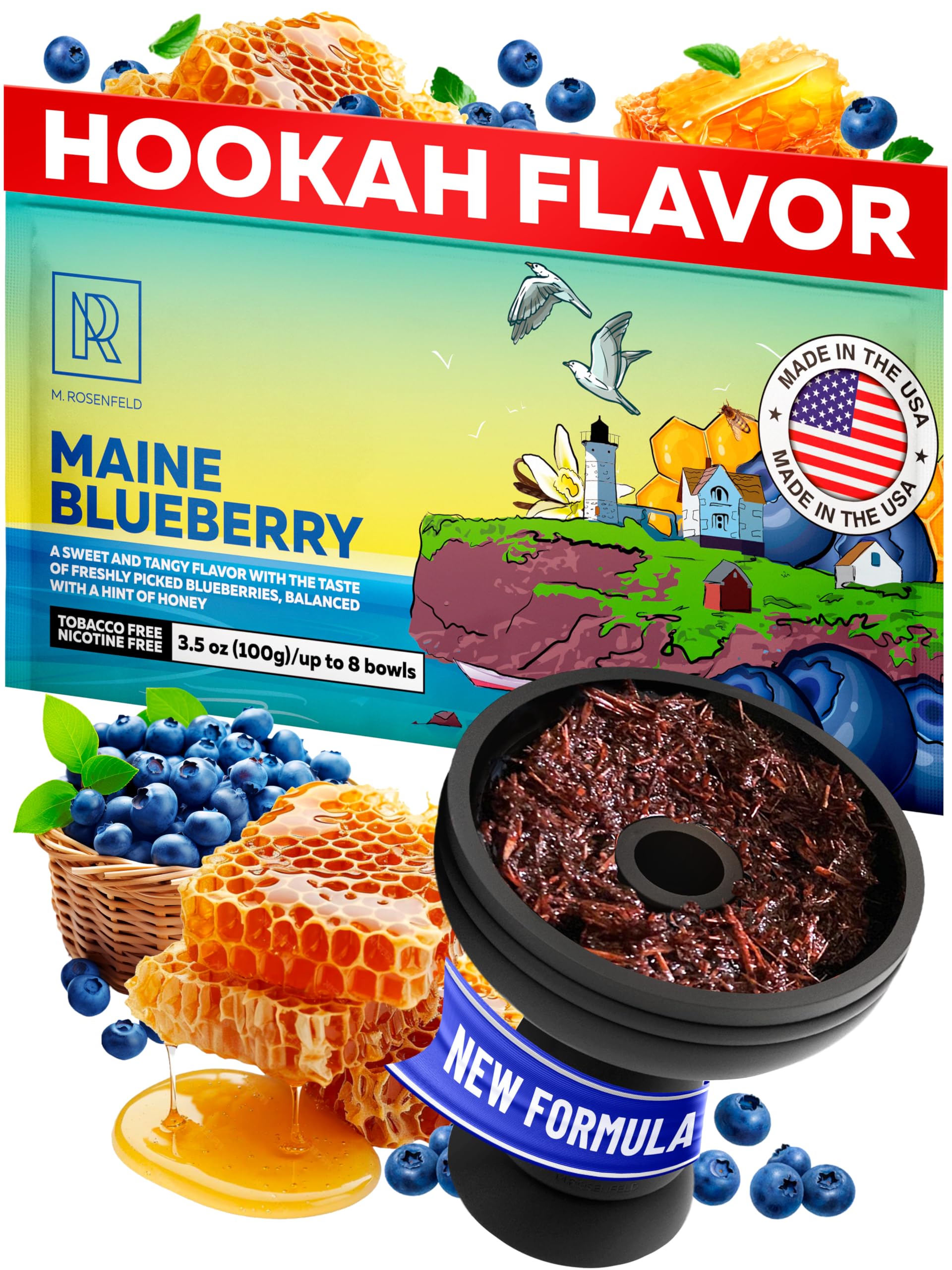 Amazon.com: Hookah Flavors Maine Blueberry Herbal Shisha 3.5 oz - Made in  USA Tobacco Free Shisha Hookah Flavors Nicotine Free - Real Organic Hookah  Shisha