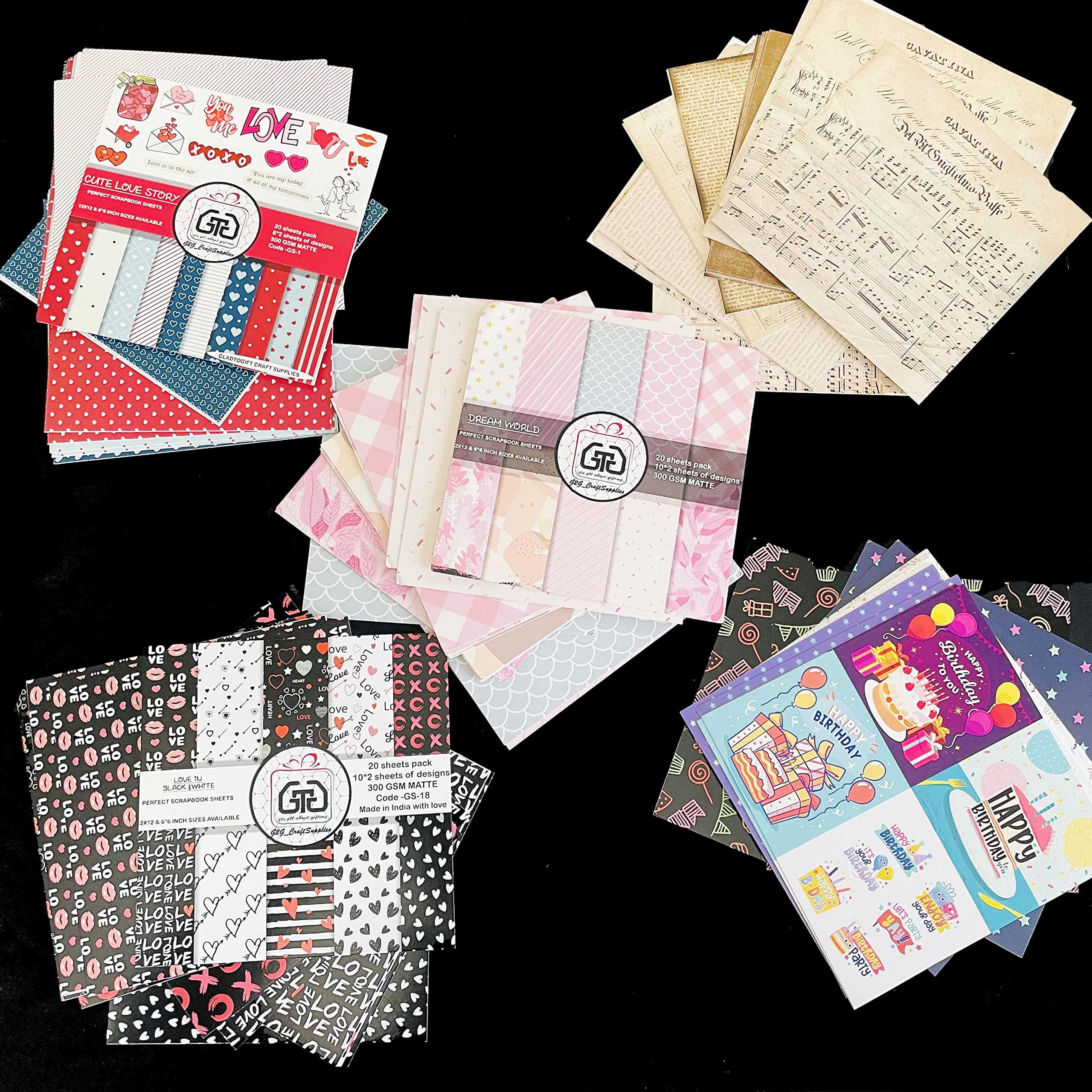 G2g Matte Scrapbook 100 6x6 inch Paper with 50 Different Designs Very Thick Paper Amazing for All diys, Scrapbook Making and All Handmade Gifts