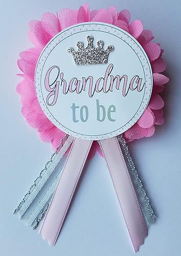 Miniatura 2 de Grandma to Be Pin Princess Pink Baby Shower It's a Girl for Nona to wear, Pink & Silver, Baby Sprinkle, Plata