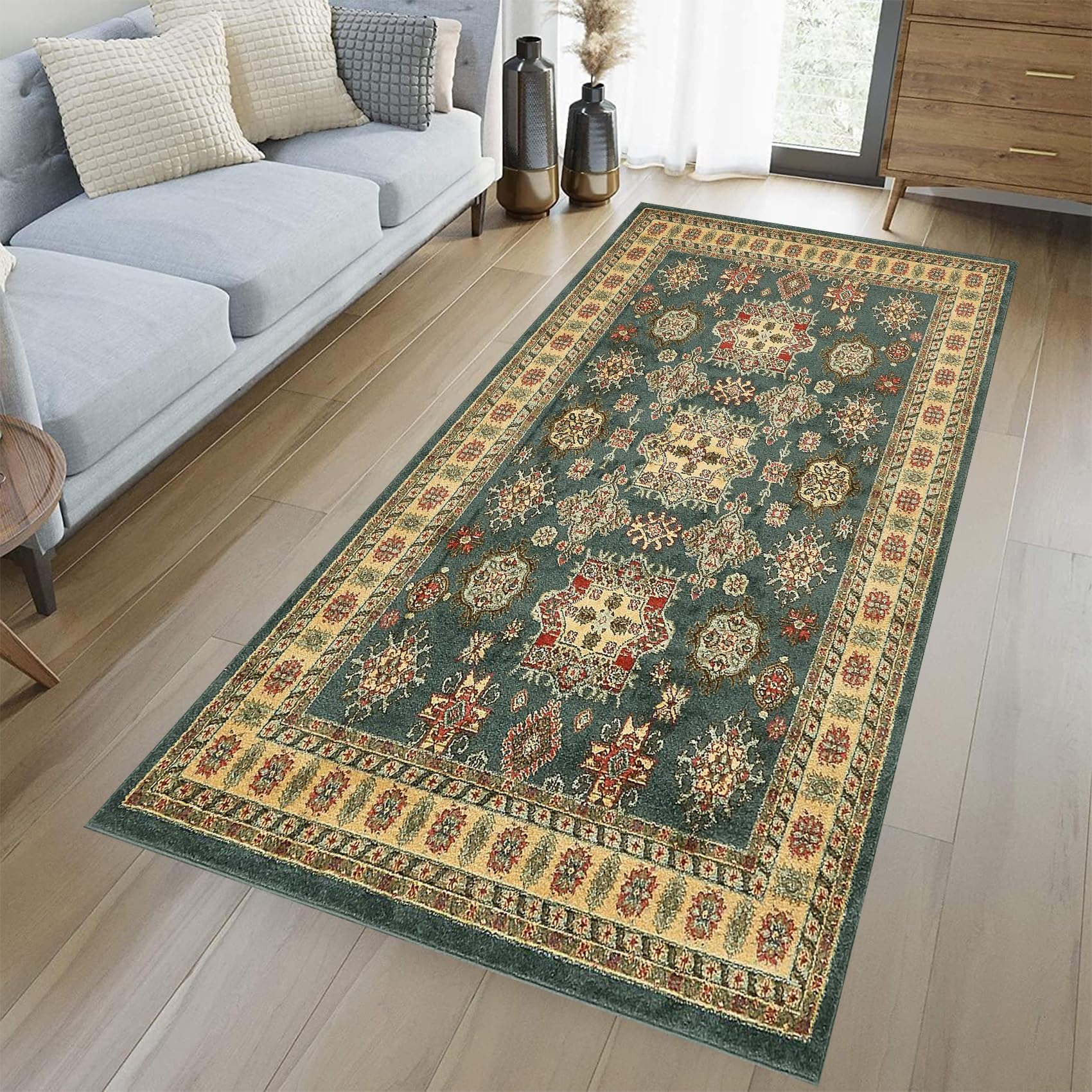 Alfombra de pasillo larga azul 80x130 cm alfombra antideslizante moderna e impermeable