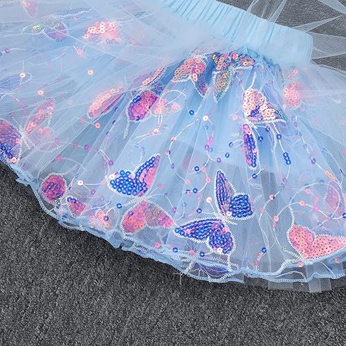 Miniatura 5 de IDOPIP - Conjunto de cumpleaños número 1 con mariposas para bebé niña, con lentejuelas, pelele con mariposas, falda de tutú, diadema, disfraz para