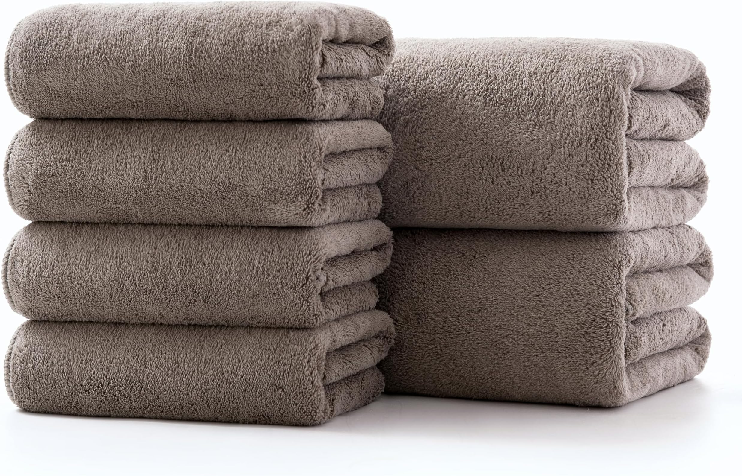 Lumimi Towel Set of 6 Very Soft Microfiber 2 Bath and 4 Hand Towels Quick Dry Light Weight for Bathroom Gym Salon, 6 Pack Grey Brown