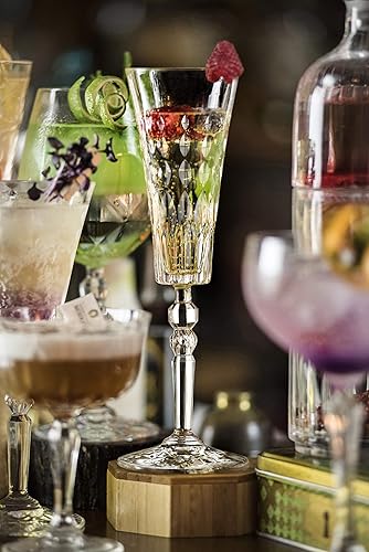 Miniatura 3 de Barski Copas de flauta de tostado, champán, flautas, juego de 6 copas de cristal de flauta, flautas de brindis de boda, diseñadas, 7 onzas,