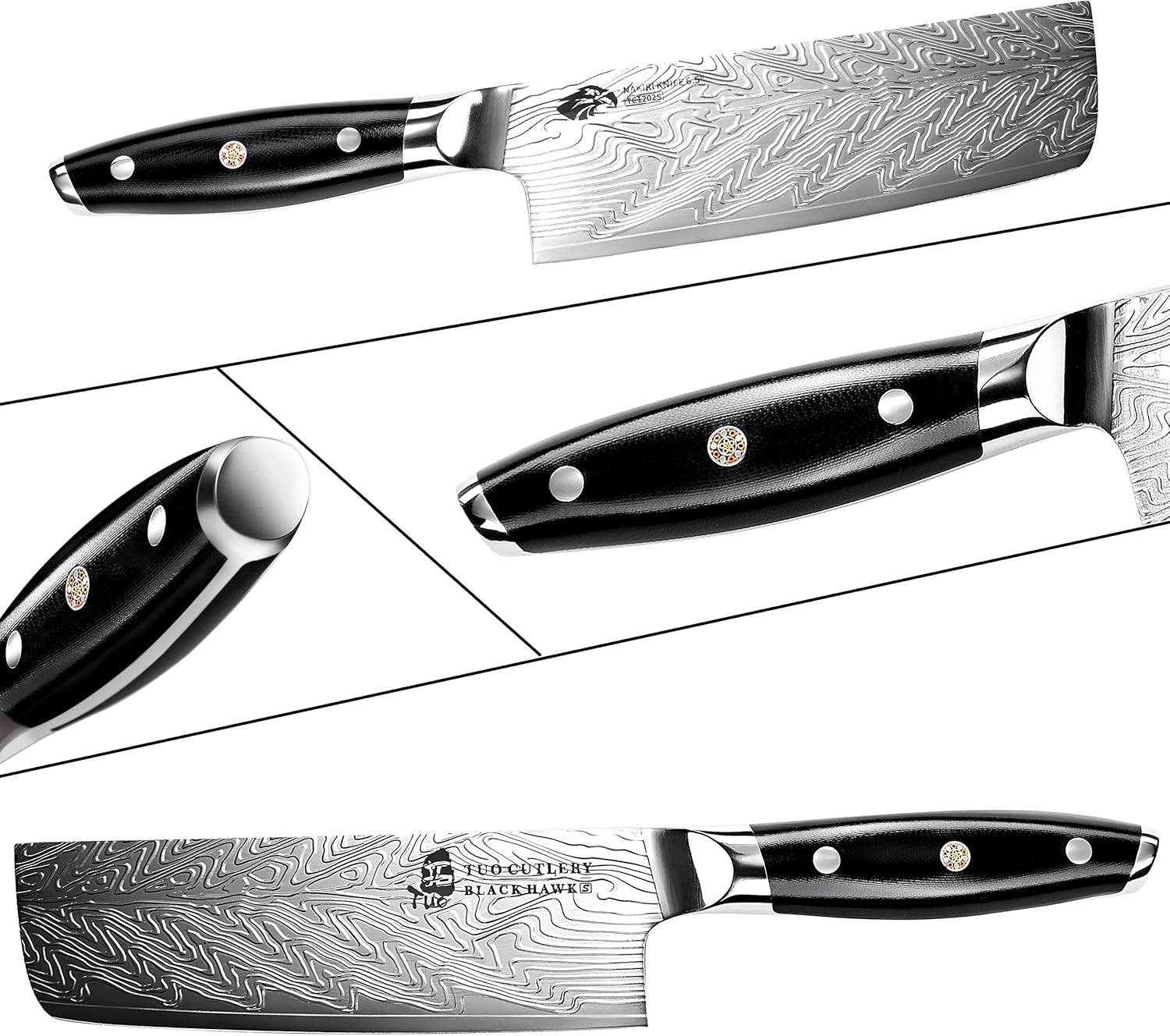 TUO Nakiri Knife - Vegetable Cleaver Knife 6.5-inch High Carbon Stainless Steel - Japanese Kitchen Knives with G10 Full Tang Handle - Black Hawk-S Knives Including Gift Box : Sports & Outdoors