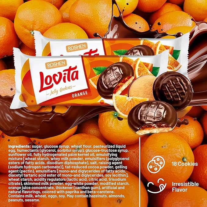 Roshen Lovita Galletas Jelly Cookies Relleno Naranja 135g Pack 2 miniatura 6