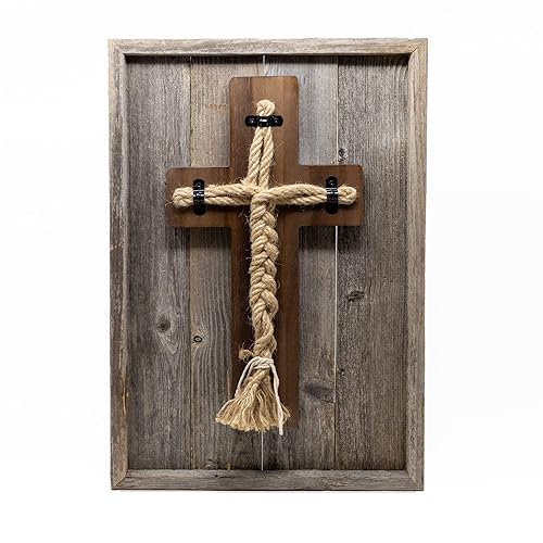 Wedding Cord of Three Strands Ceremony Wall Cross Reclaimed Natural Barnwood & Rope Unity Candle Alternative