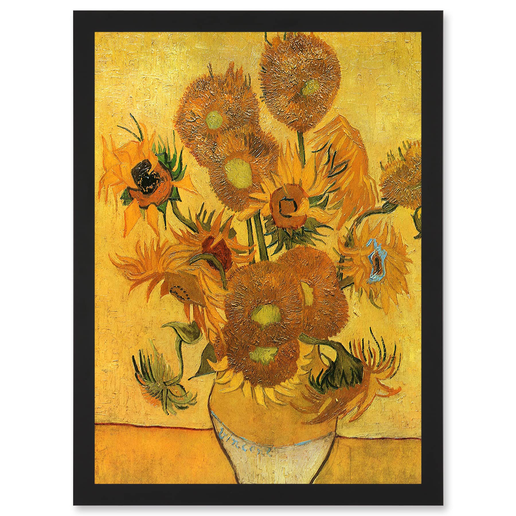 Artery8 Painting Van Gogh Still Life Vase Fifteen Sunflowers A4 Artwork Framed Wall Art Print