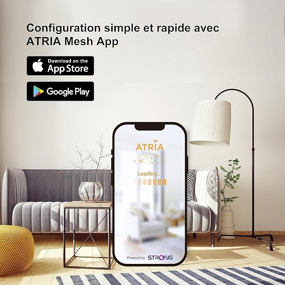 Strong Atria WiFi Mesh System, 2 Pack, Dual Band AC 1200 Mbps, Home Cover up to 200 m2, Maximum Security WPA/WPA2, Gigabit Ethernet Ports, Compatible with All Boxes,