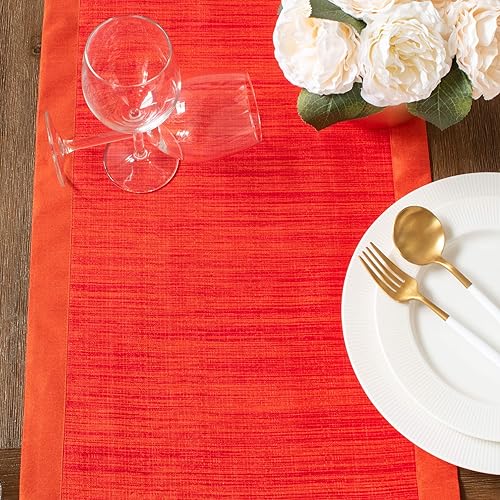 Miniatura 3 de The White Petals Camino de mesa gris (14 x 36 pulgadas, paquete de 1) borde en V  Forro de tela  Acabado adecuado, sin bordes deshilachados  Para el