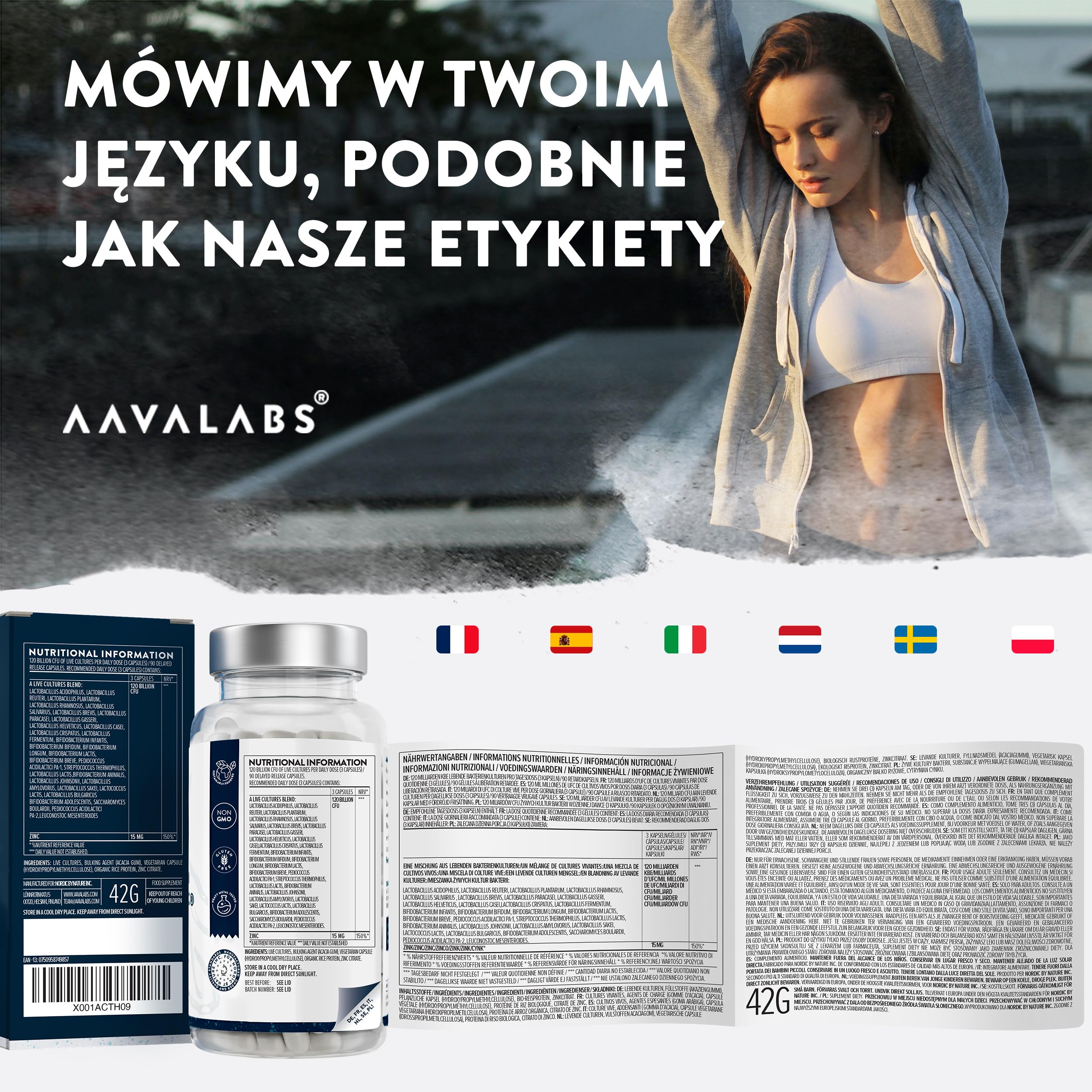 Biokompleks 120 miliardów CFU i 30 Szczepów Dobrych Bakterii (Lactobacillus Acidophilus i Bifidobacterium) w Jednej Porcji - 90 Kapsułek - Produkt Testowany Przez Firmę Zewnętrzną | Probiotyki z Lactobacillus Gasseri, Lactobacillus Reuteri, Lactobacillus