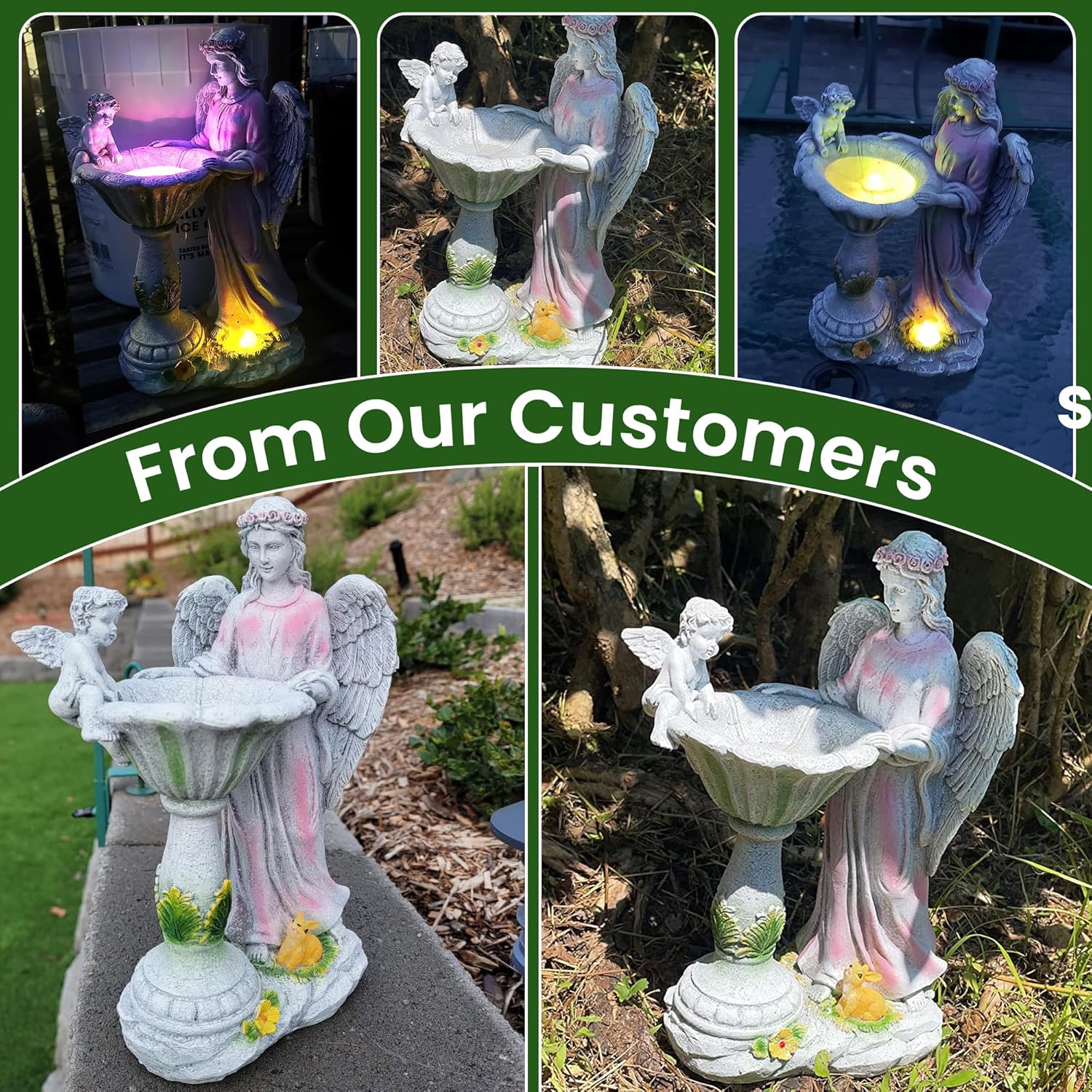 Solar Garden Statue Outdoor Decor, Angel Garden Figurine with Color Changing Light Waterproof Outdoor Statue Resin Sculpture Lawn Ornament for Patio Lawn Yard Christmas Birthday Housewarming Gift
