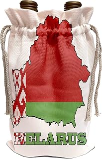 3dRose 777images Flags and Maps - The flag of Belarus in the outline map of the country and the name Belarus - Wine Bag (wbg_57052_1)