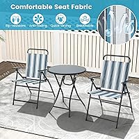 Vista 4 de Tangkula Juego de mesa y sillas plegables de 3 piezas para exterior, sillas de comedor al aire libre con marco de metal resistente, juego de bistró